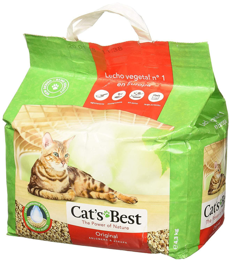 Cat's Best Arena para Gatos Aglomerante EcoPlus 10L (4,3 kg). Arena  Biodegradable Hasta 7 Semanas de Uso. Lecho para Gatos de Fibra Vegetal